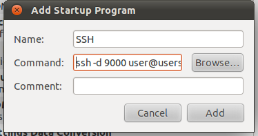 Add Startup Program dialog box